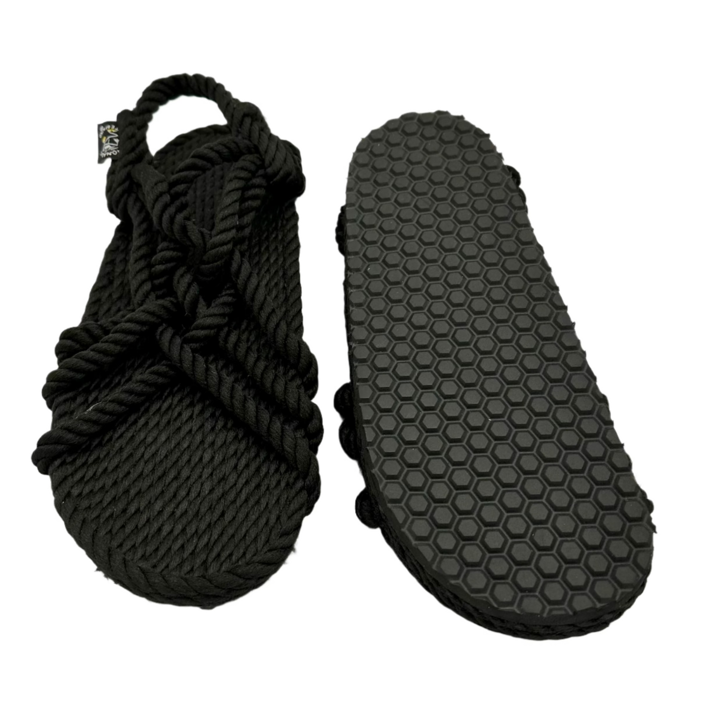 Jc Rope Sandal in Black with Vibram Sole - Handmade Rope Sandals ...